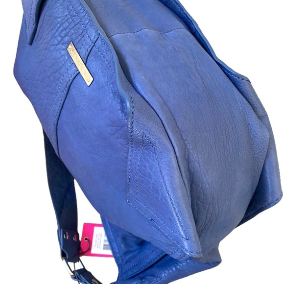 VINCE CAMUTO "Brett" Soft Bubble Lamb Leather  Cobalt Blue Hobo Shoulder Bag - Picture 3 of 9